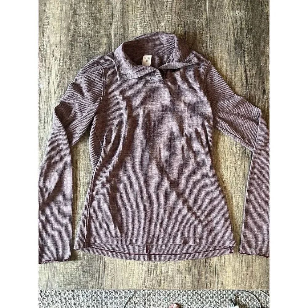 Free People We the Free Purple Waffle Knit Shirt Medium